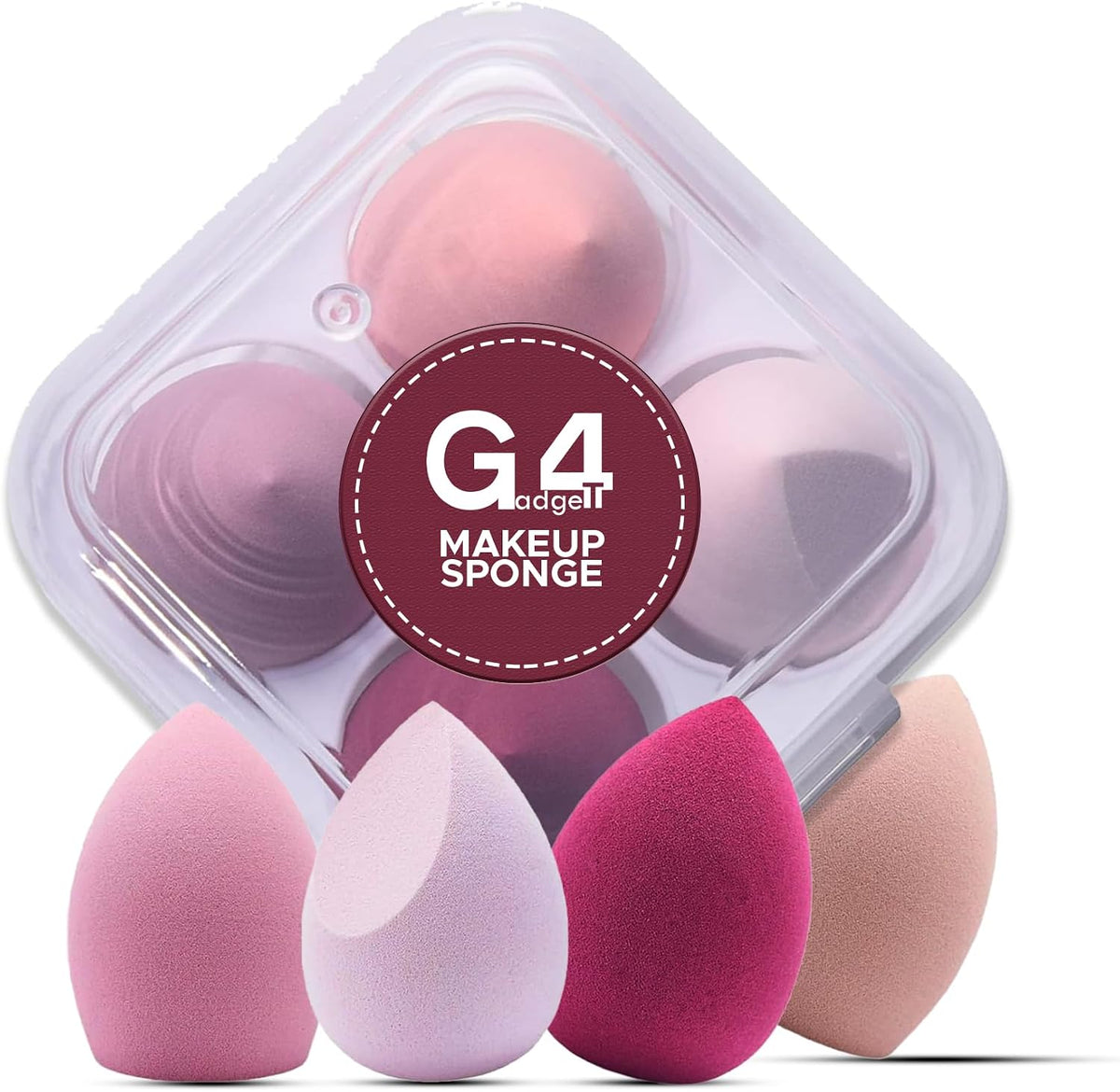 Makeup Sponges 4Pcs Set, Non-Latex High-Density Foundation Sponge for Liquid, Cream, and Powder, Wet & Dry Use, Soft Wonder Sponge for Flawless Finish