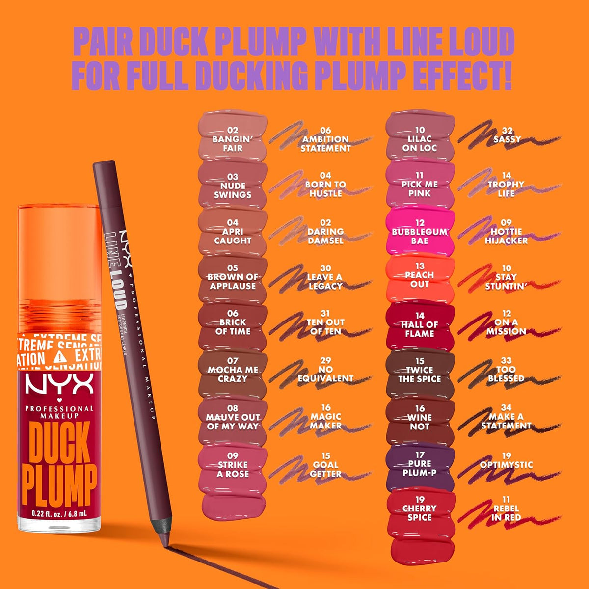 Lip Plumping Gloss, Intense Colour and High Pigmentation, with Extreme High Shine Finish, Infused with Spicy Ginger, Vegan Formula, Duck Plump, Peach Out