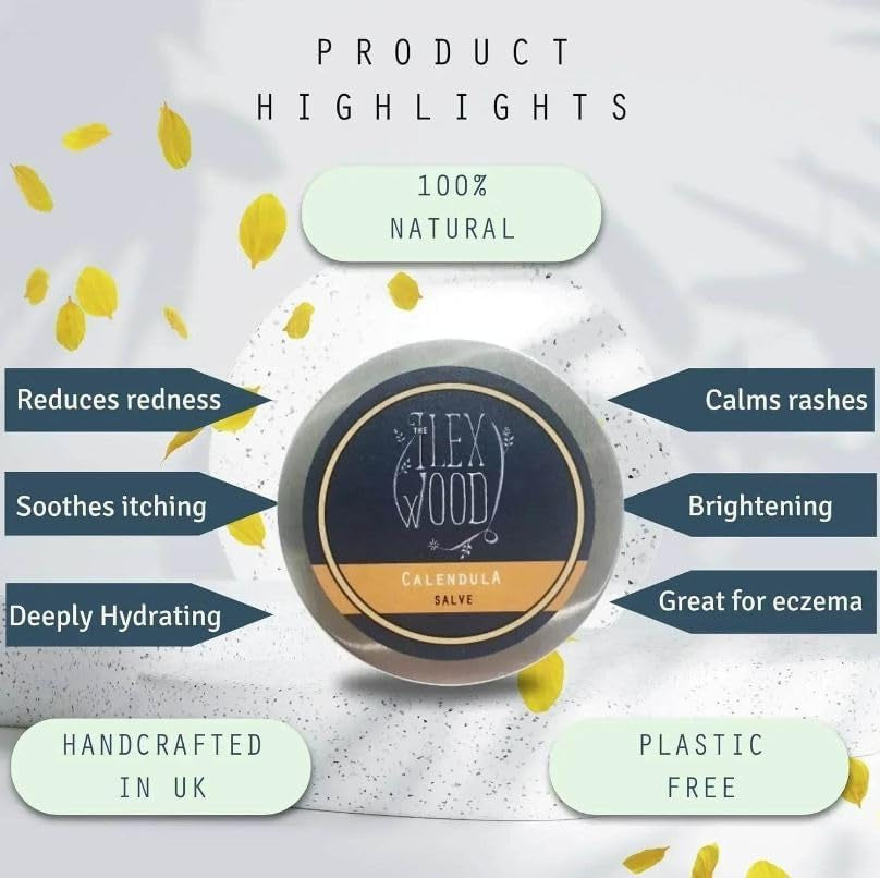 Calendula Salve All-Natural Skin Balm 100Ml | Handmade in UK, Moisturising, Soothes Dry Skin & Itching. for Hands, Arms, Legs & Feet. Cruelty-Free, Plastic Free.