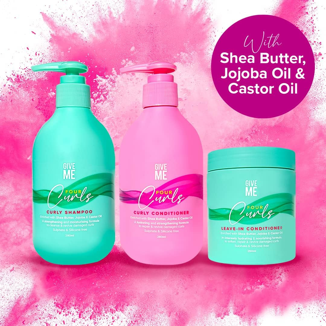 Cosmetics Four Curls Conditioner, Curly Hair Products, Moisturising Shea Butter, Sulphate and Silicone Free, Naturally Infused with Castor Jojoba and Coconut Oil