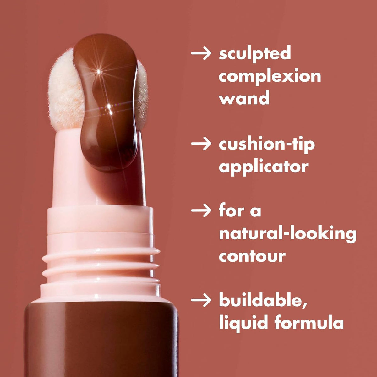 Halo Glow Contour Beauty Wand, Liquid Contour Wand for a Naturally Sculpted Look, Buildable Formula, Vegan and Cruelty-Free, Tan/Deep