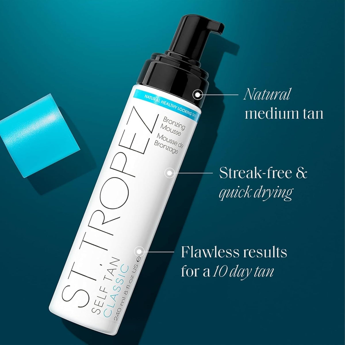 St.Tropez Self Tan Classic Bronzer Mousse Foam, Original Fake Tan, Streak-Free Finish, Develops in 4-8 Hours, Vegan, Natural & Cruelty Free, 240 Ml
