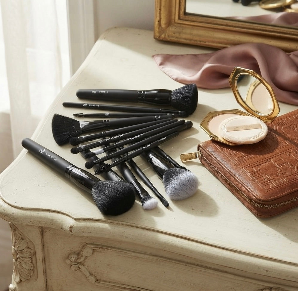 ELF The Ultimate Makeup Brush Set & Travel Roll -  17-Piece Brush Kit