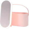 Bauer 62259 Pink Makeup Travel Vanity Case with Removable LED Light Mirror/Cosmetic Storage Organiser/Portable with Carry Handle