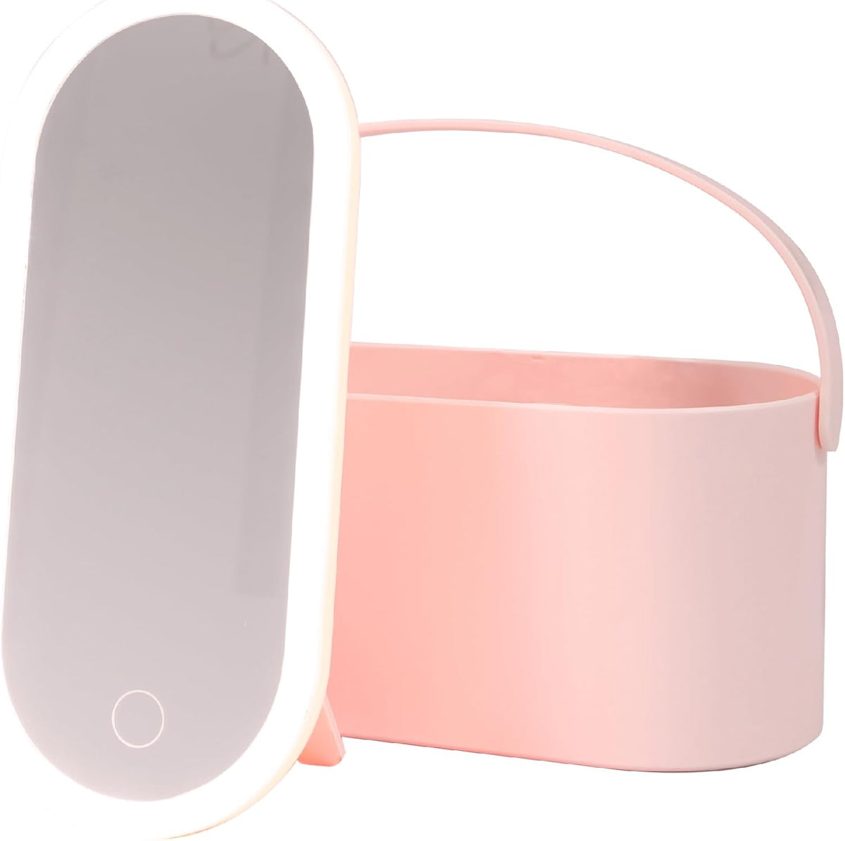 Bauer 62259 Pink Makeup Travel Vanity Case with Removable LED Light Mirror/Cosmetic Storage Organiser/Portable with Carry Handle