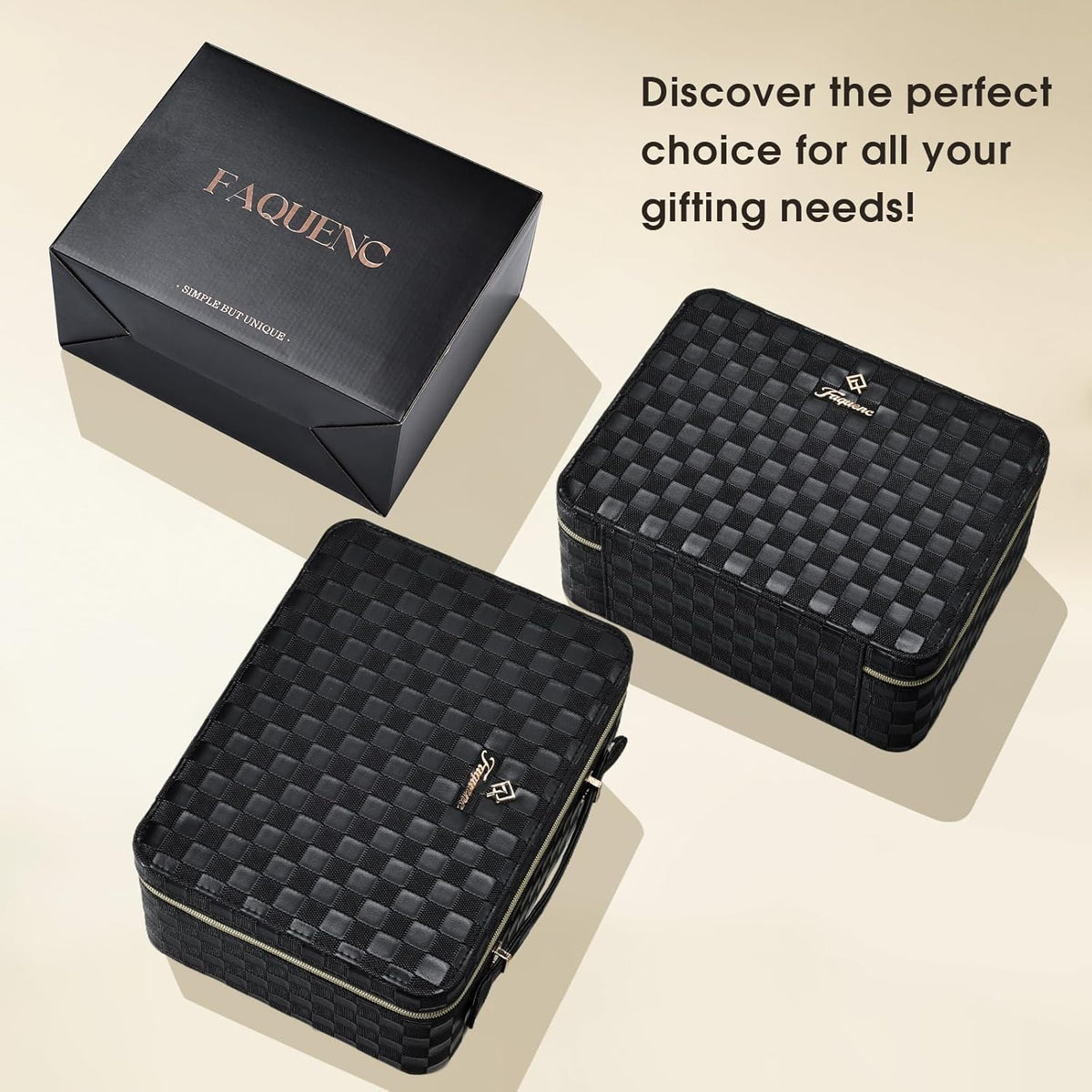 Makeup Bag with LED Mirror, Large Travel Make up Organiser Box Portable Makeup Case Cosmetic Bag Vanity Cases with Adjustable Compartment, 3 Color Modes Light up Mirror Make up Case, Gift for Women