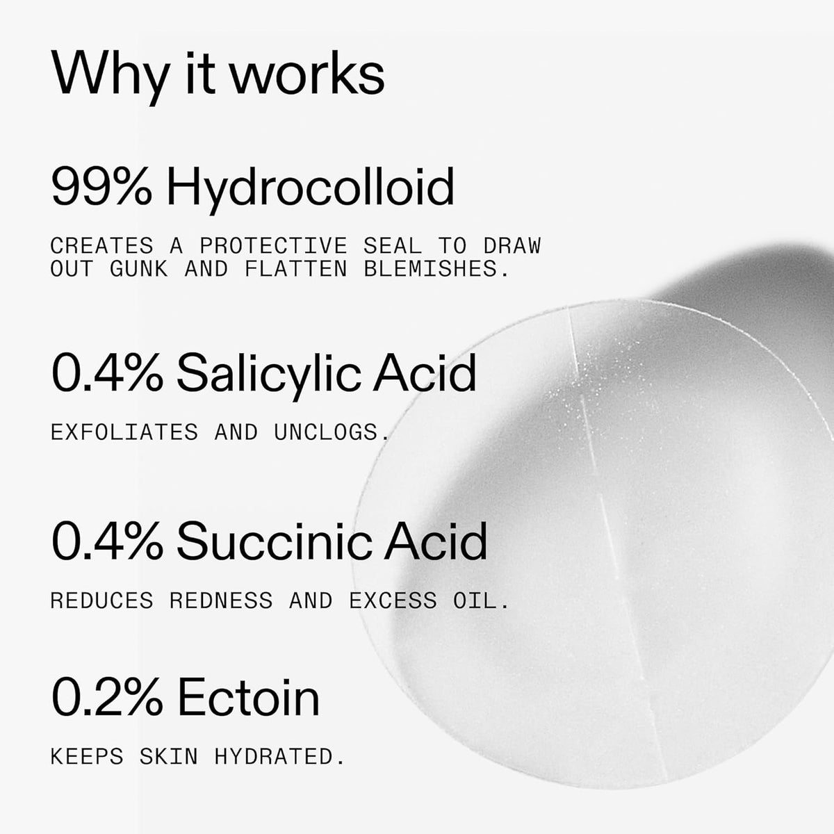 Hydrocolloid Invisible Pimple Patches 22 Pack | Ultra-Thin Spot Patches with Salicylic Acid and Succinic Acids Absorb Impurities, Unclog Pores and Calm Redness