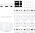 12 Pcs 100Ml Cosmetic Sample Jars, Plastic Refillable Travel Pots | Cosmetic Pots with Lids, Travel Pots for Toiletries, with Spatulas, Labels and Pen for Makeup Beauty Nails