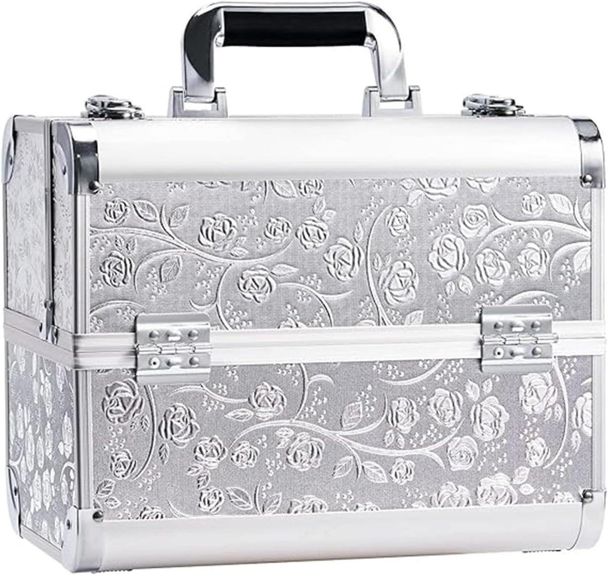 Professional Vanity Case Large Makeup Box Lockable Makeup Case Beauty Organiser Cosmetic Make up Organiser Box 4 Trays with Keys