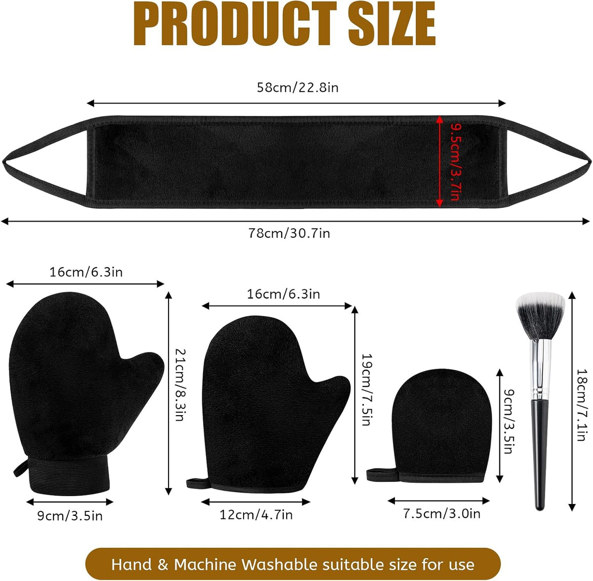 5 in 1 Self Tanning Mitt and Brush Self Tan Mitt Glove Tanning Brush for Body and Face Fake Tan Brushes Lotion Applicator for Back Tanner Applicator Back Tanning Mitts Reusable Prevent Stained Hands