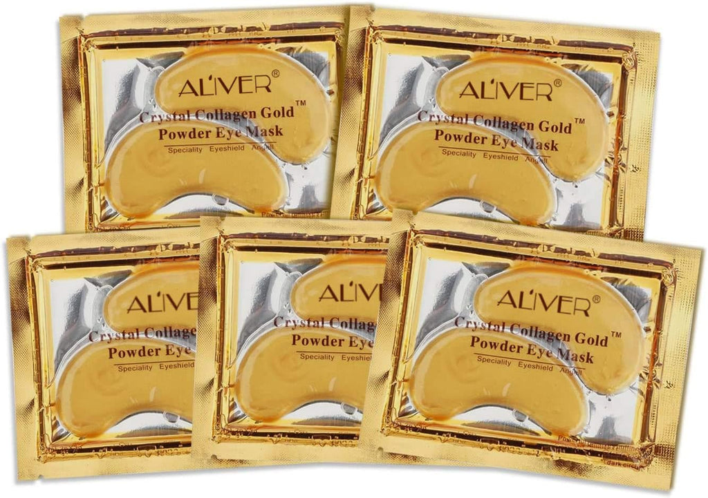24K Gold Bio Collagen Crystal Face Mask + Eye Mask + Lip Mask, anti Ageing Skin Care (5Pairs/Set)