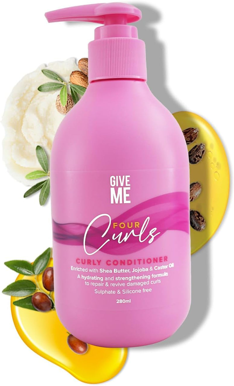 Cosmetics Four Curls Conditioner, Curly Hair Products, Moisturising Shea Butter, Sulphate and Silicone Free, Naturally Infused with Castor Jojoba and Coconut Oil
