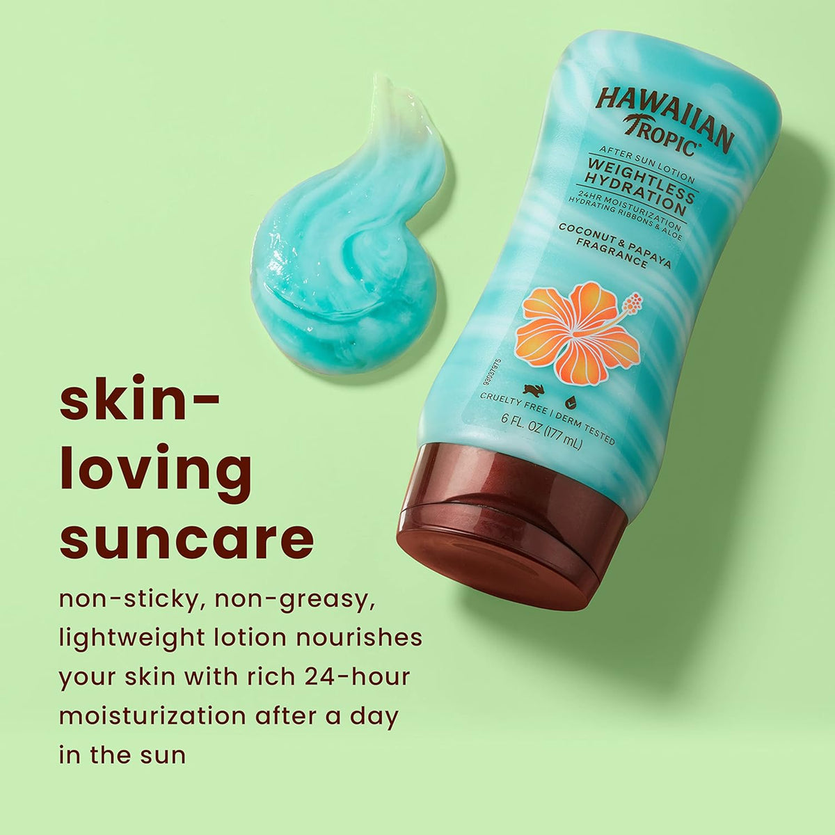 Silk Hydration Weightless after Sun Gel Lotion with Hydrating Aloe and Gel Ribbons, 6 Ounce | 24 Hour Moisturizing after Sun Care, Hydrating Lotion with Aloe and Shea Butter, Coconut Papaya Scent, Lightweight Texture
