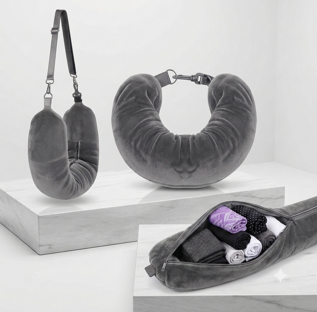 Stuffable Neck Pillow for Travel - Grey