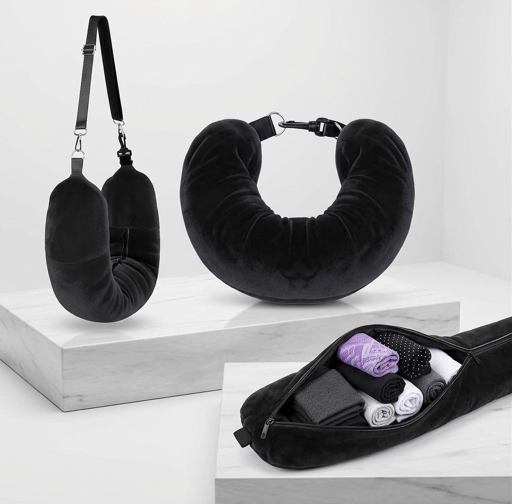 Stuffable Neck Pillow for Travel - Black