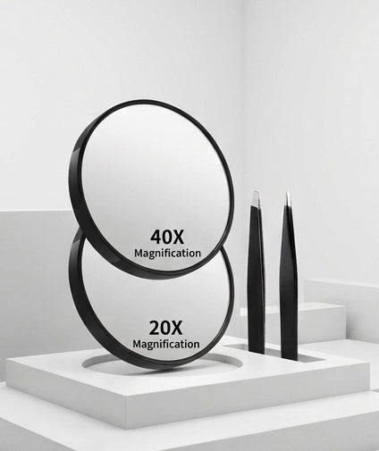 Magnifying Mirror with Tweezers - Twin Pack 20X/40X