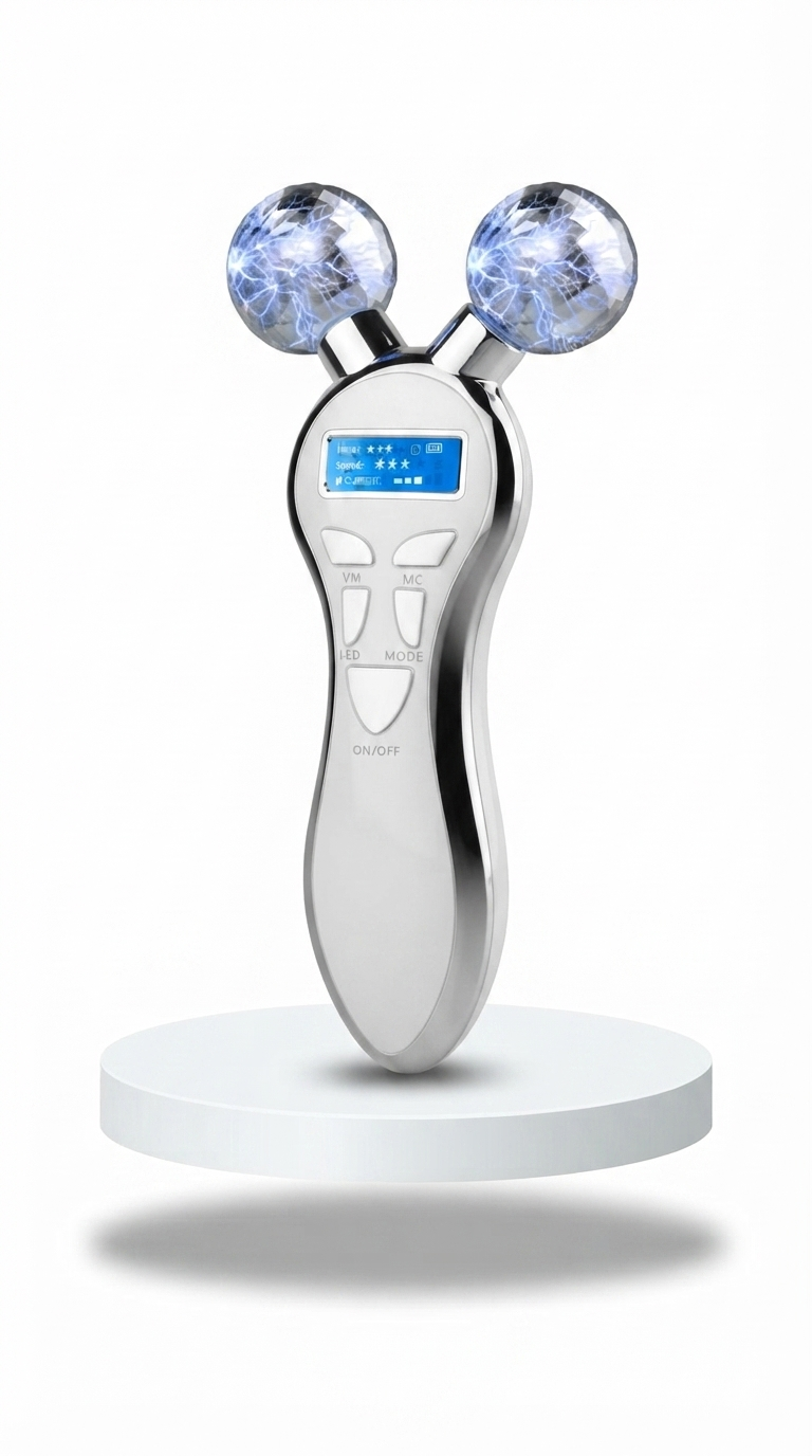 4D Microcurrent Face Massager Roller - White