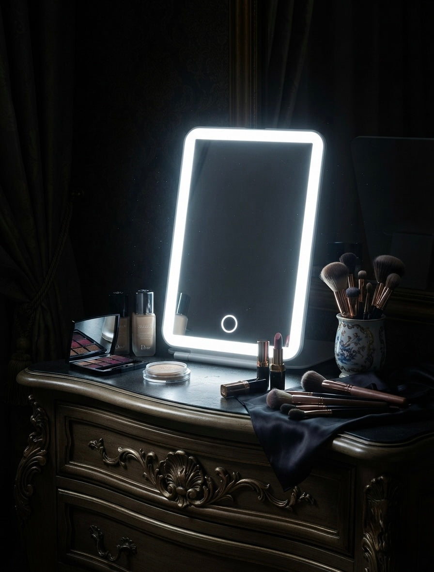 LED Light Travel Mirror - White