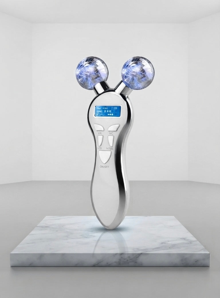 4D Microcurrent Face Massager Roller - White