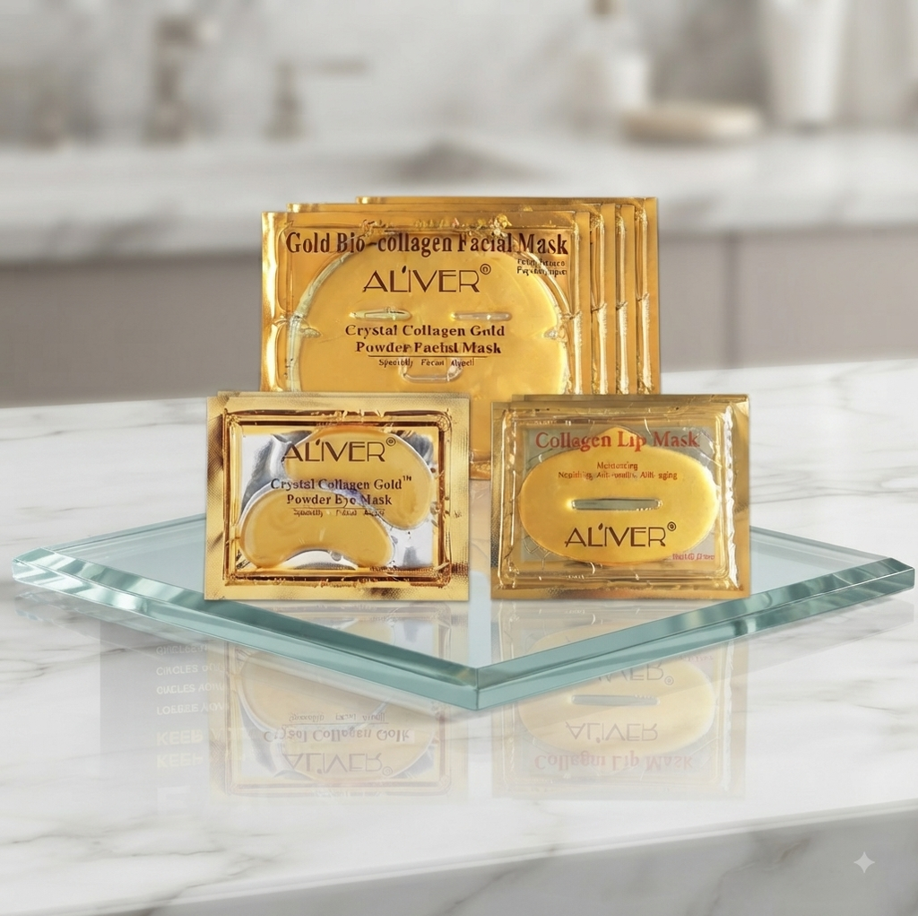 24K Gold Bio Collagen Face/Eye/Lip Mask 5 PCS Set