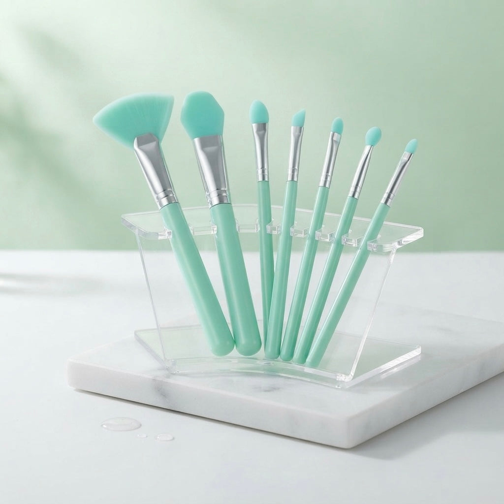 Silicone Makeup Brushes 7 PCS Set - Mint Green