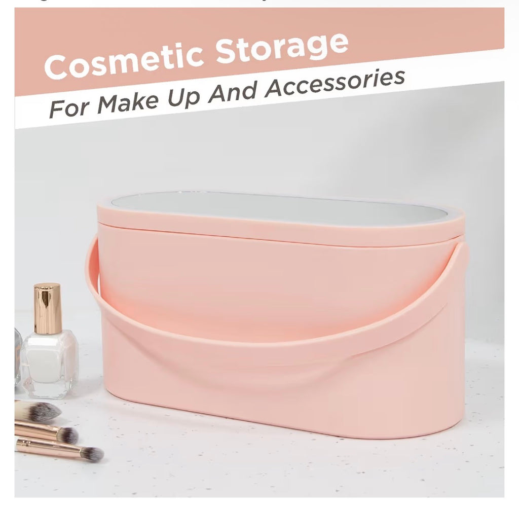 Makeup Vanity Case with LED Mirror - Pink