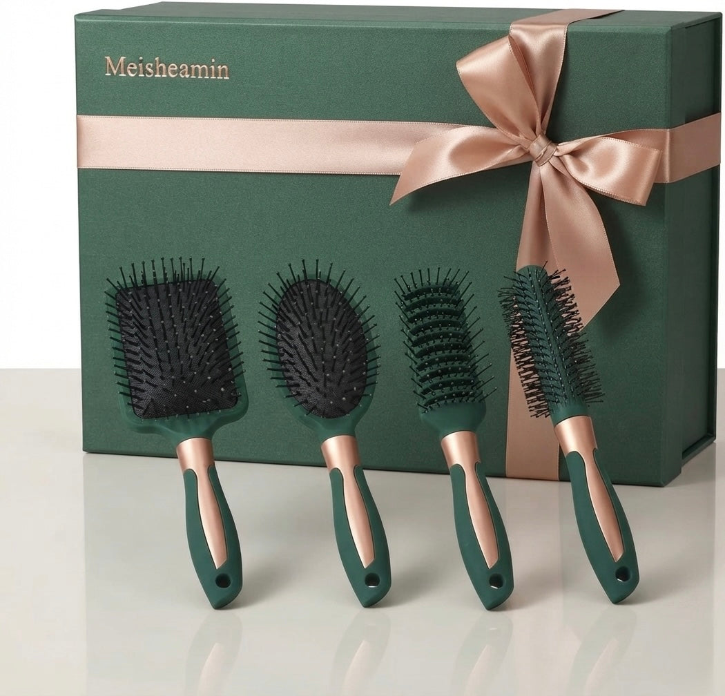 Hair Brush 4PCS Set - Green
