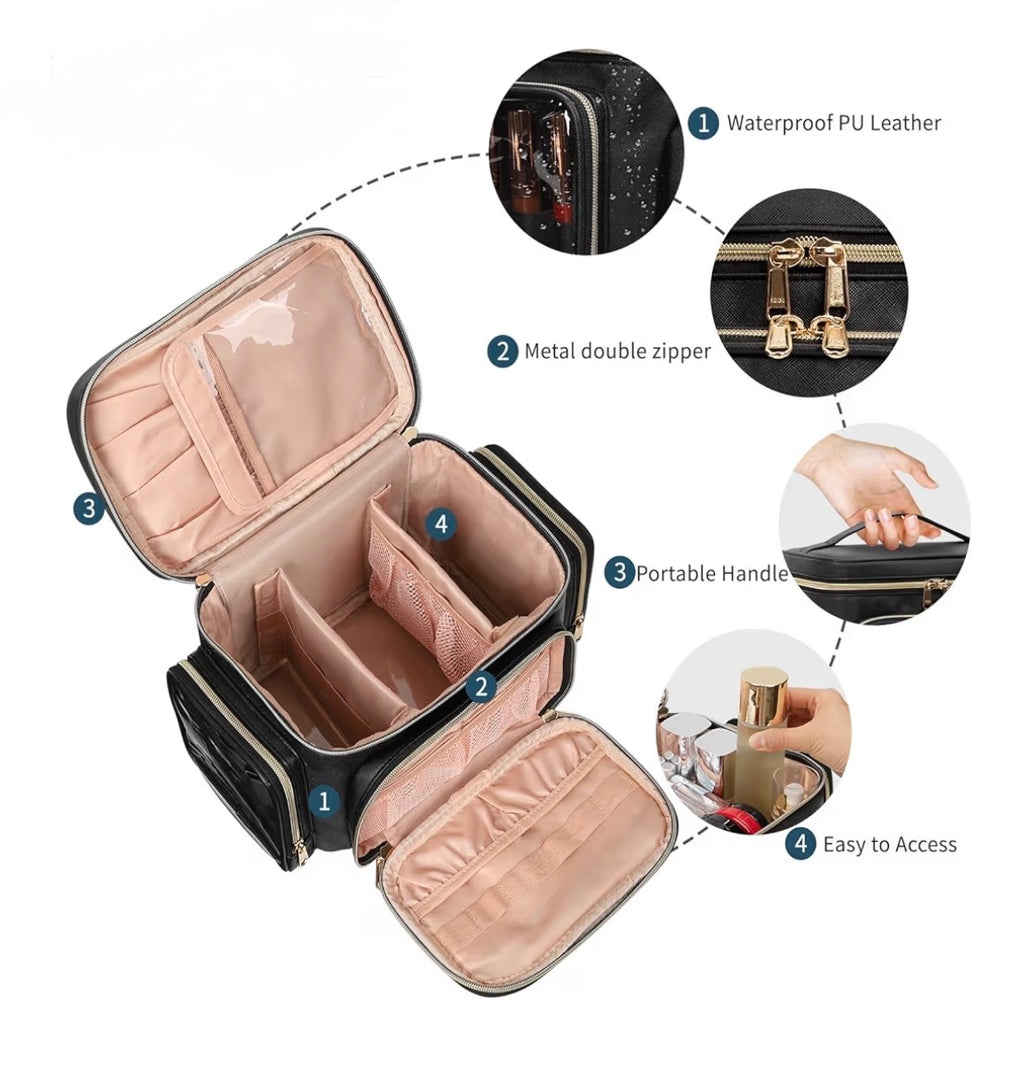 Large Travel Make up Bag - Black