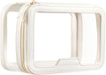 Rownyeon Clear Makeup Case Toiletry Bag Multipurpose Travel Makeup Train Case Portable Cosmetic Organizer Transparent Storage Bag White