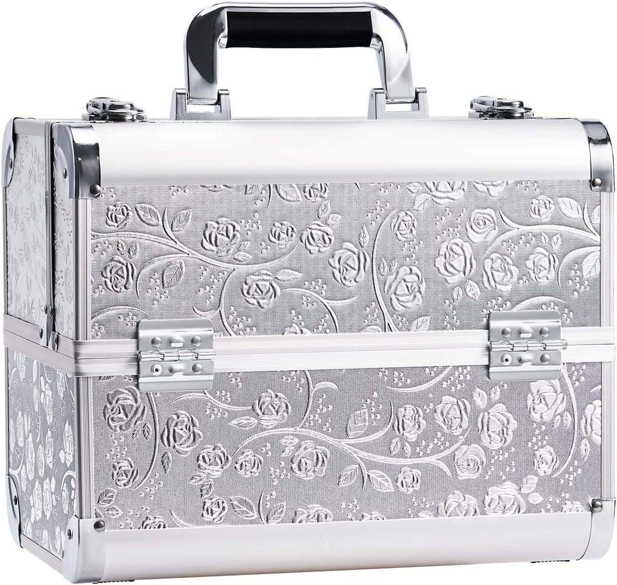 Professional Vanity Case Large Makeup Box Lockable Makeup Case Beauty Organiser Cosmetic Make up Organiser Box 4 Trays with Keys