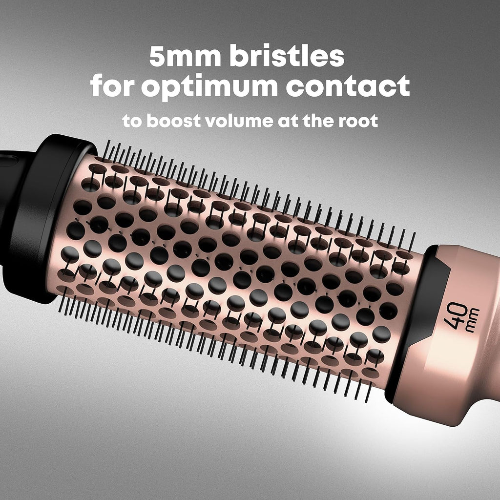 Ceramic Hot Brush Styler - Ionic, Fast Heat, Gold Edition, 40 Mm | round Barrel Heated Curling Brush, Volumising, Thermal Styling, Blowout, Waves & Bouncy Curls