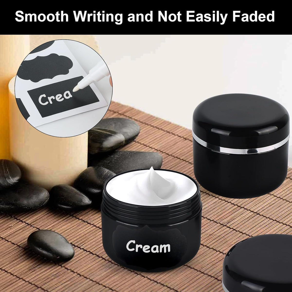 15 Pcs 50Ml Cosmetic Sample Jars, Plastic Refillable Travel Pots | Cosmetic Pots with Lids, Travel Pots for Toiletries, with Spatulas, Labels and Pen for Makeup Beauty Nails