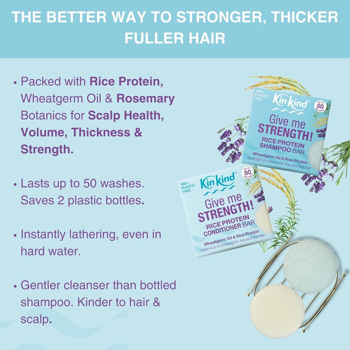 Rice Water Shampoo Bar for Hair Growth. Give Me STRENGTH! Shampoo Bars for Hair UK Made. Solid Shampoo Bar with Rice Protein & Rosemary for Thickening Menopause, Thinning, Fine & Flat Hair