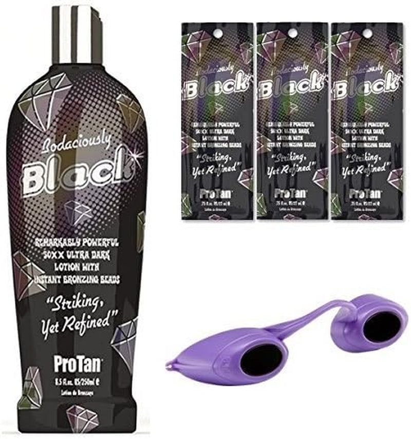 Bodaciously Black Sunbed Lotion with 3 Sachets & Goggles