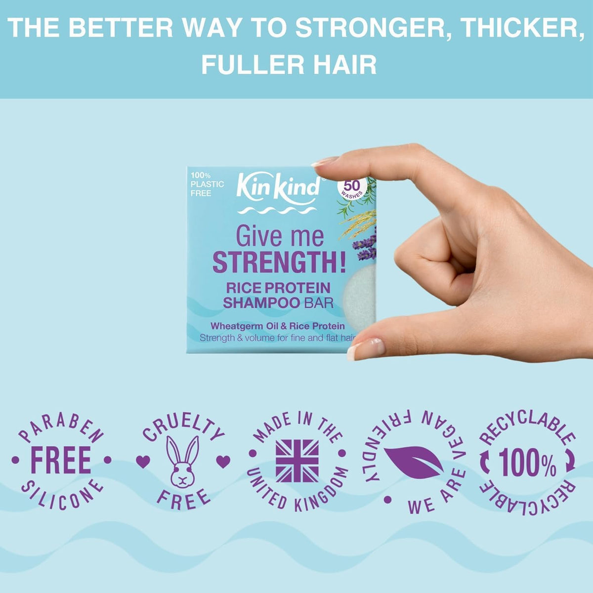 Rice Water Shampoo Bar for Hair Growth. Give Me STRENGTH! Shampoo Bars for Hair UK Made. Solid Shampoo Bar with Rice Protein & Rosemary for Thickening Menopause, Thinning, Fine & Flat Hair
