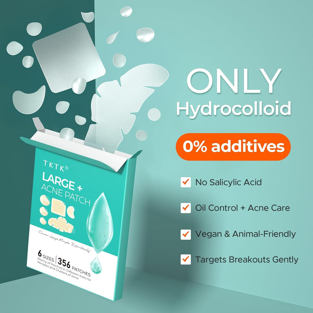 Hydrocolloid Pimple Patches Variety Pack (6 Sizes 4 Shapes 356 Count) | Gentle Blemish Care for Face, Acne Patch for Zit Breakouts on Cheeks, Forehead, Chin, Nose, Back, Suitable for All Skin Types