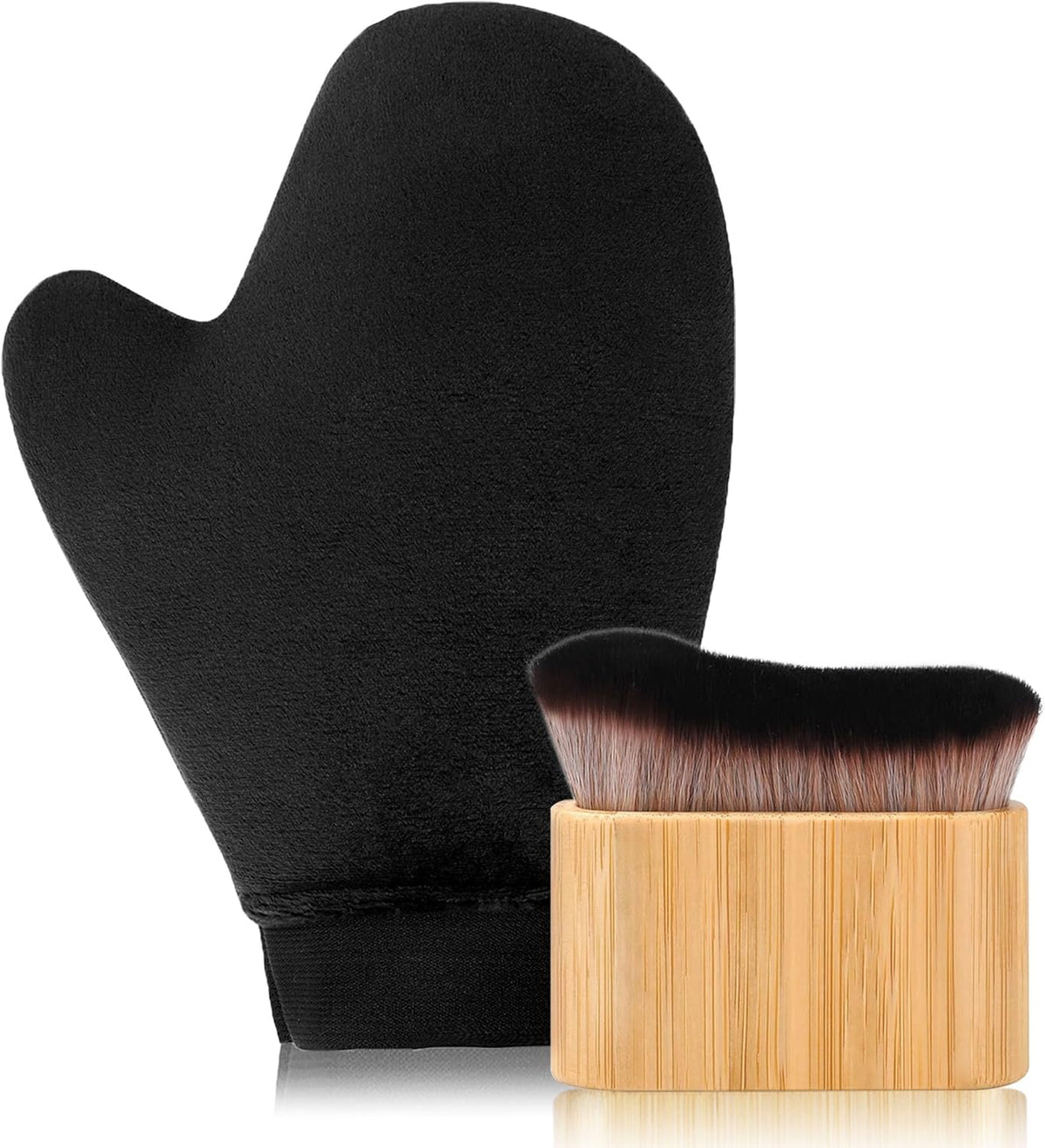 2 in 1 Luxury Velvet Tanning Mitt and Brush, Fake Tan Mitt, Tanning Brush | Streakless Self Tan Mitt Applicator, Self Tanning Mitt and Brush for Face and Body,Tanning Gloves for Lotion,Sunless