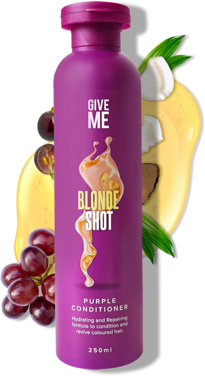 Cosmetics Purple Shampoo, Blonde Shot Enhancing Toning, No Yellow for Coloured Hair, Free from Sulphate Silicone Paraben, Enriched with Coconut and Argan Oil